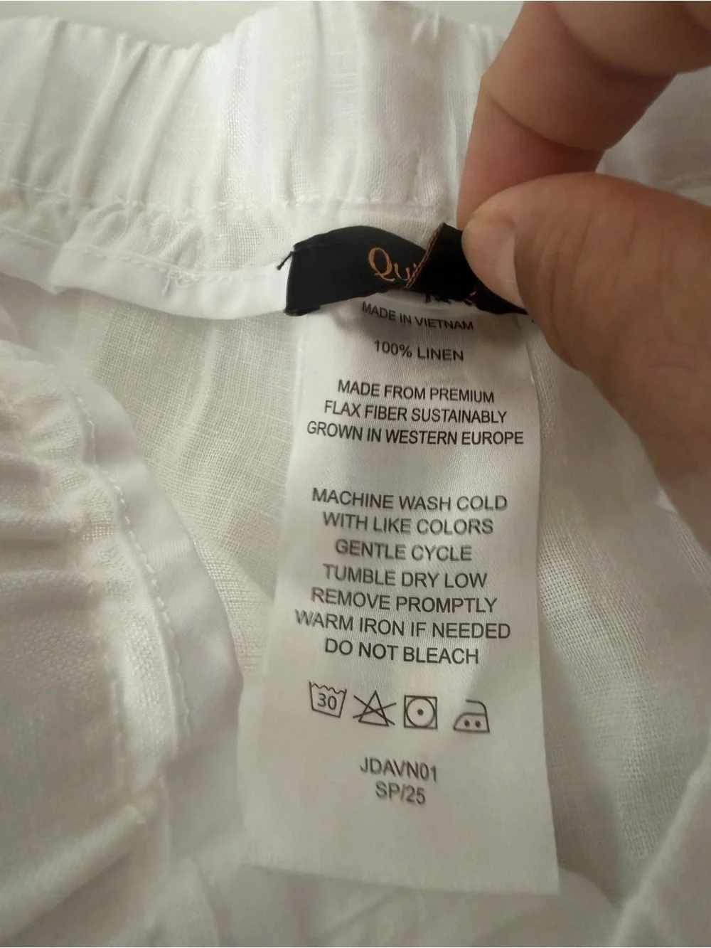 Quince 100% European Linen Pants White Cropped  Elastic-Waist Pockets Size M